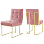 Privy Gold Stainless Steel Performance Velvet Dining Chair Set of 2 by Modway