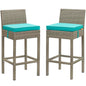Conduit Outdoor Patio Wicker Rattan Bar Stool Set of 2 by Modway