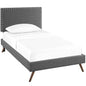 Macie Twin Fabric Platform Bed with Round Splayed