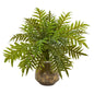 24"  Hares Foot Fern Artificial Plant in Vase (Real Touch)