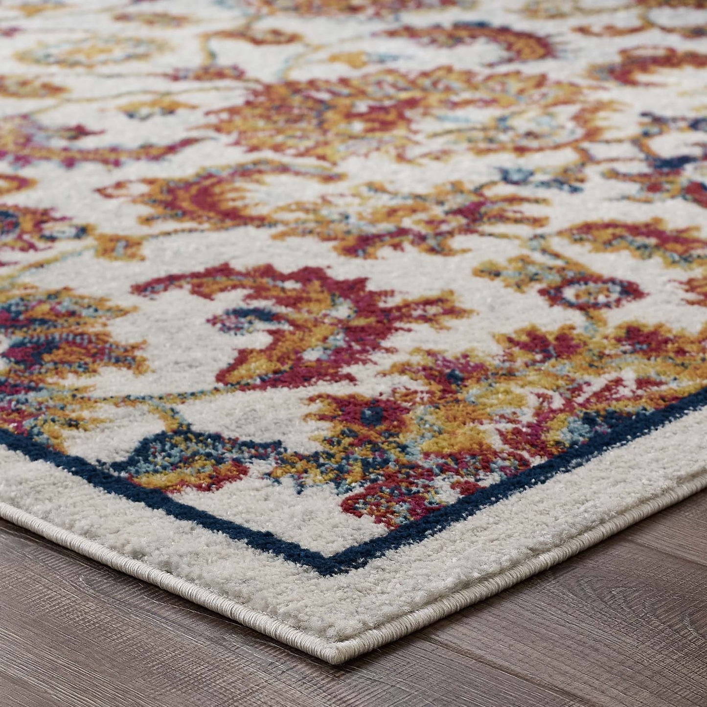 Entourage Azami Distressed Vintage Floral Lattice 5x8 Area Rug by Modway