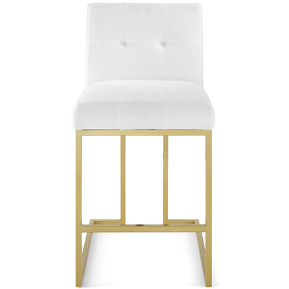 Privy Gold Stainless Steel Upholstered Fabric Counter Stool by Modway