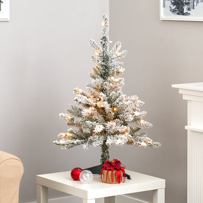 3' Flocked West Virginia Spruce Artificial Christmas Tree w/ 50 Clear Lights
