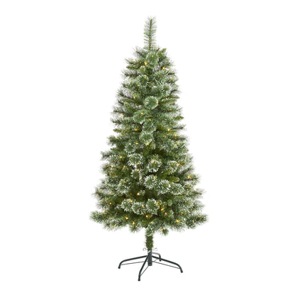 5' Wisconsin Slim Snow Tip Pine Artificial Christmas Tree w/ 150 Clear LED Light