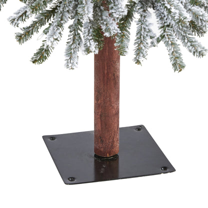 5' Flocked Grand Alpine Artificial Christmas Tree with 200 Clear Lights