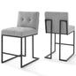 Privy Black Stainless Steel Upholstered Fabric Counter Stool Set of 2 by Modway