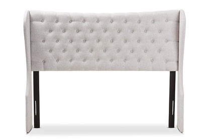 Baxton Studio Cadence Modern and Contemporary Greyish Beige Fabric Button-Tufted King Size Winged Headboard