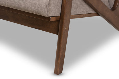 Baxton Studio Bianca Mid-Century Modern Walnut Wood Light Grey Fabric Tufted 2-Seater Loveseat