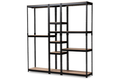 Baxton Studio Gavin Modern and Contemporary Black Metal 10-Shelf Closet Storage Racking Organizer