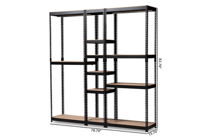 Baxton Studio Gavin Modern and Contemporary Black Metal 10-Shelf Closet Storage Racking Organizer