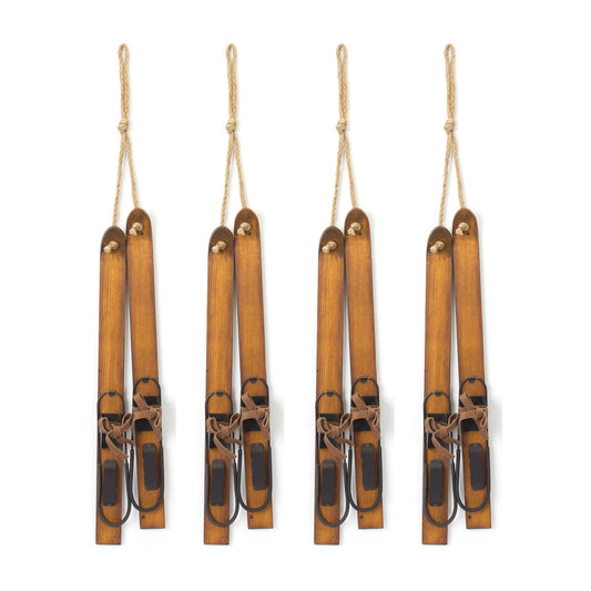 Vintage Wood Hanging Ski DŽcor (Set of 4)