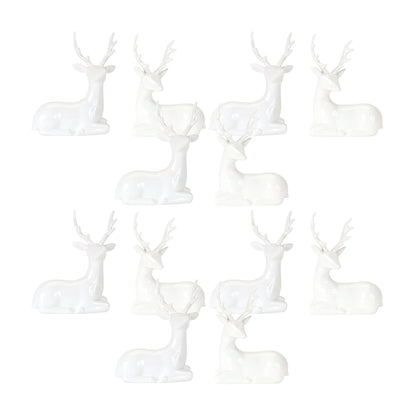 Modern White Winter Deer Figurine (Set of 2)