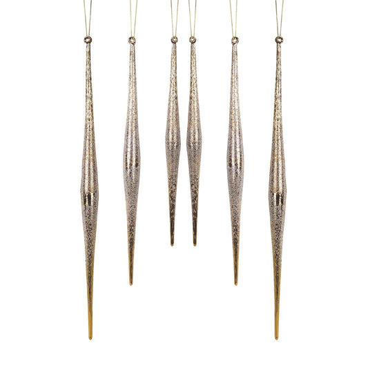 Gold and Silver Ombre Drop Ornament (Set of 6)