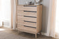 Baxton Studio Fella Mid-Century Modern Two-Tone Oak and Grey Wood 5-Drawer Chest