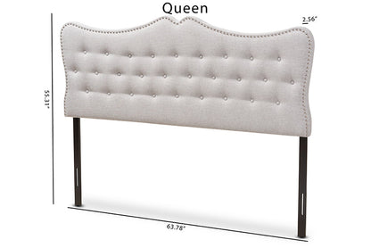 Baxton Studio Emma Modern and Contemporary Greyish Beige Fabric Queen Size Headboard