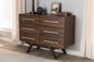 Baxton Studio Auburn Mid-Century Modern Walnut Brown Finished Wood 6-Drawer Dresser