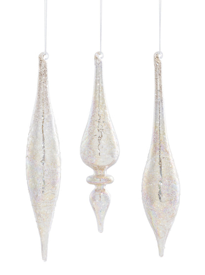 Champagne Jeweled Glass Drop Ornament (Set of 6)