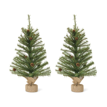 Mini Pine Tree with Burlap Bag Base and Pinecone Accents (Set of 2)