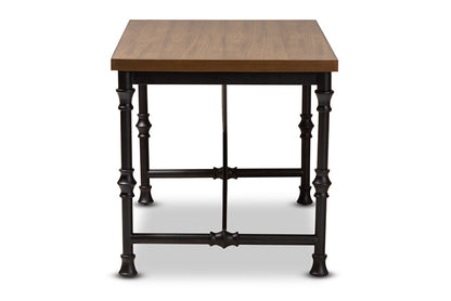 Baxton Studio Verdin Vintage Rustic Industrial Style Wood and Dark Bronze-finished Criss Cross Desk