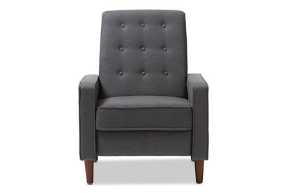 Baxton Studio Mathias Mid-century Modern Grey Fabric Upholstered Lounge Chair