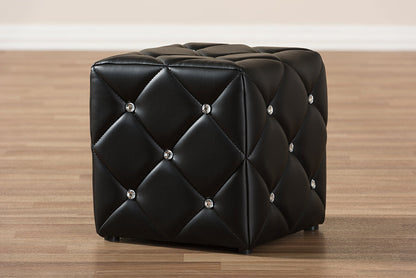 Baxton Studio Stacey Modern and Contemporary Black Faux Leather Upholstered Ottoman