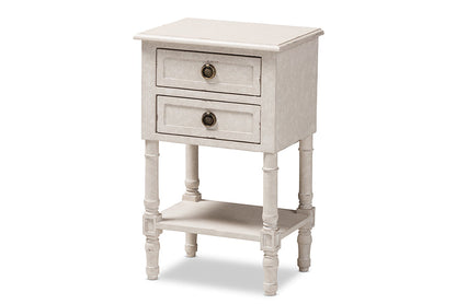 Baxton Studio Lenore Country Cottage Farmhouse Whitewashed 2-Drawer Nightstand