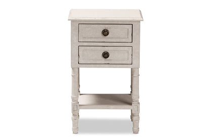 Baxton Studio Lenore Country Cottage Farmhouse Whitewashed 2-Drawer Nightstand