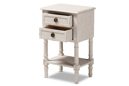 Baxton Studio Lenore Country Cottage Farmhouse Whitewashed 2-Drawer Nightstand
