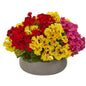 Geranium Artificial Plant in Stone Planter UV Resistant (Indoor/Outdoor)
