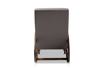 Baxton Studio Kaira Modern and Contemporary 2-Piece Gray Fabric Upholstered and Walnut-Finished Wood Rocking Chair and Ottoman Set