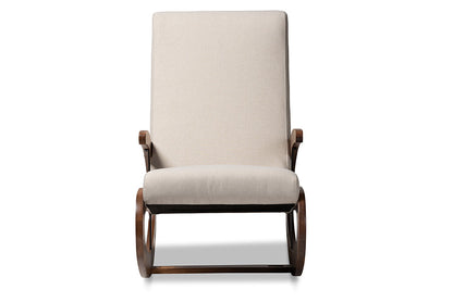 Baxton Studio Kaira Modern and Contemporary Light Beige Fabric Upholstered and Walnut-Finished Wood Rocking Chair