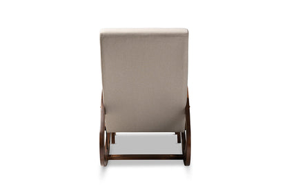 Baxton Studio Kaira Modern and Contemporary 2-Piece Light Beige Fabric Upholstered and Walnut-Finished Wood Rocking Chair and Ottoman Set