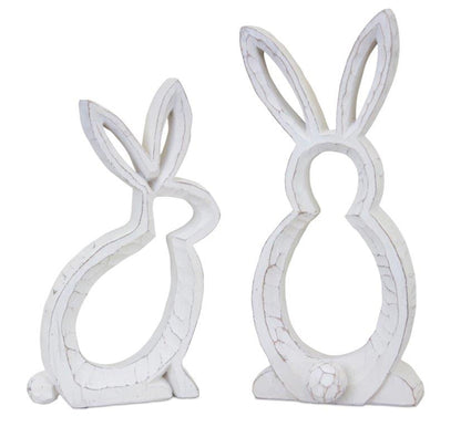 Carved Stone Bunny Outline DŽcor (Set of 2)