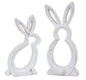 Carved Stone Bunny Outline DŽcor (Set of 2)