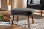 Baxton Studio Lovise Mid-Century Modern Dark Grey Fabric Upholstered Walnut Brown Finished Wood Ottoman