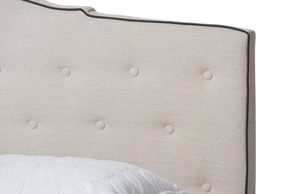 Baxton Studio Vivienne Modern and Contemporary Light Beige Fabric Upholstered King Size Bed