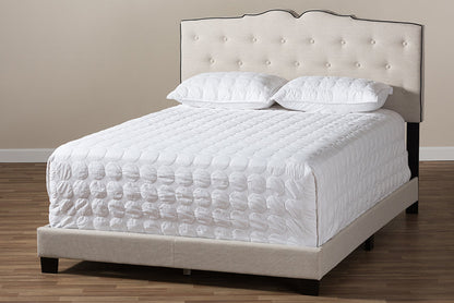 Baxton Studio Vivienne Modern and Contemporary Light Beige Fabric Upholstered King Size Bed