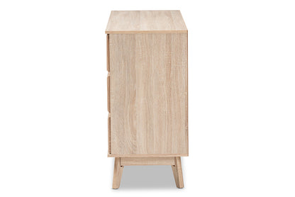 Baxton Studio Miren Mid-Century Modern Light Oak and Dark Grey 6-Drawer Dresser
