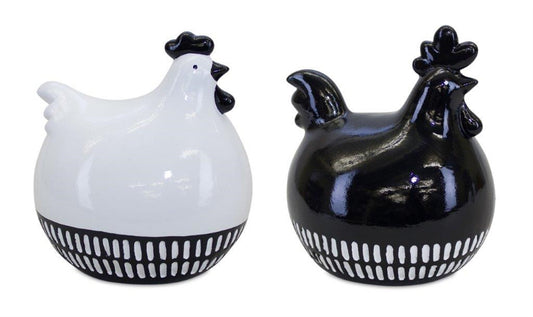 Modern Black and White Chicken DŽcor (Set of 2)