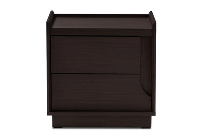 Baxton Studio Larsine Modern and Contemporary Brown Finished 2-Drawer Nightstand