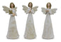 Beige Floral Etched Angel Figurine (Set of 3)