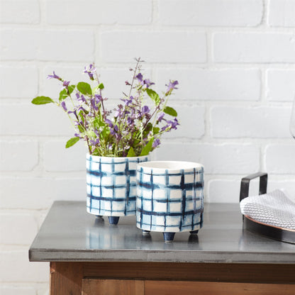 Tie-Dye Design Footed Planter (Set of 2)
