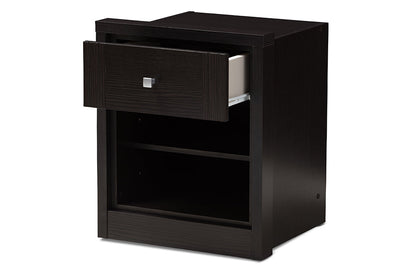 Baxton Studio Danette Modern and Contemporary Wenge Brown Finished 1-Drawer Nightstand