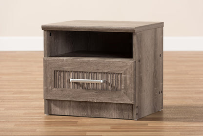 Baxton Studio Gallia Modern and Contemporary Oak Brown Finished 1-Drawer Nightstand