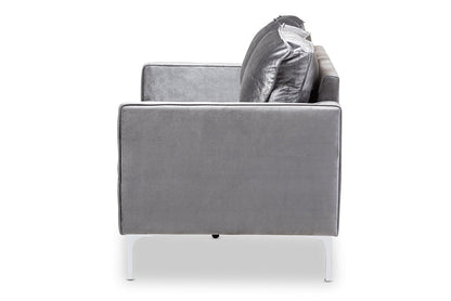 Baxton Studio Clara Modern and Contemporary Grey Velvet Fabric Upholstered 2-Seater Loveseat