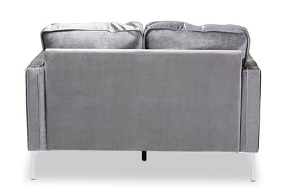 Baxton Studio Clara Modern and Contemporary Grey Velvet Fabric Upholstered 2-Seater Loveseat