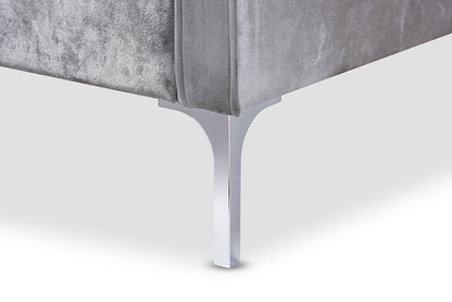 Baxton Studio Clara Modern and Contemporary Grey Velvet Fabric Upholstered 2-Seater Loveseat