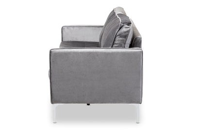 Baxton Studio Clara Modern and Contemporary Grey Velvet Fabric Upholstered 3-Seater Sofa