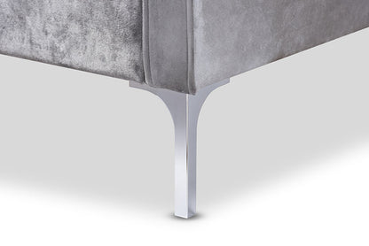 Baxton Studio Clara Modern and Contemporary Grey Velvet Fabric Upholstered 3-Seater Sofa