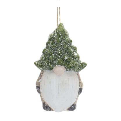 Terra Cotta Gnome with Pine Tree Hat Ornament (Set of 2)